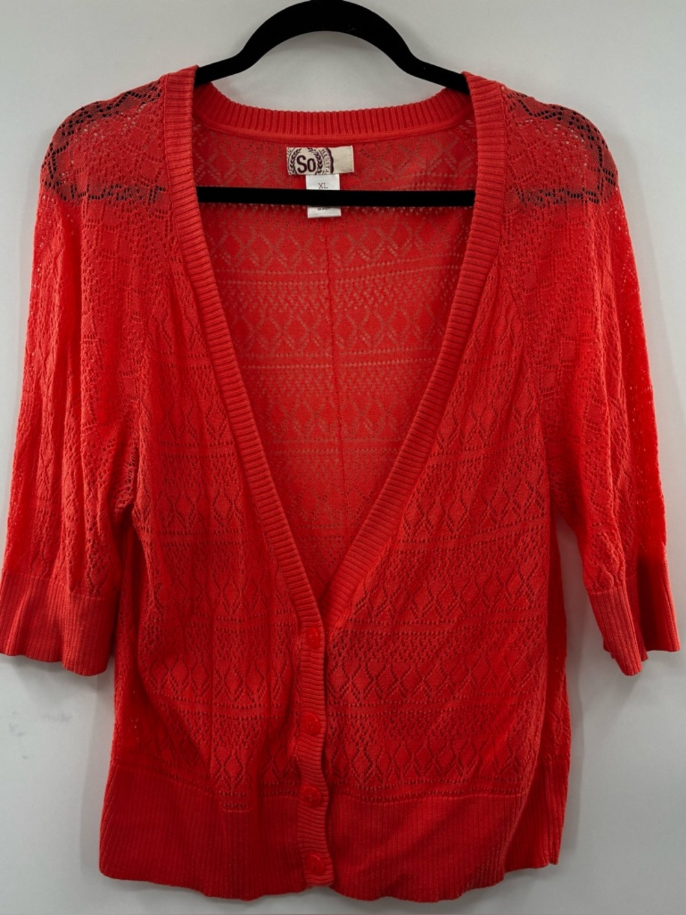 3For$20 SO Red Openwork Knit Cardigan Sweater size:XL